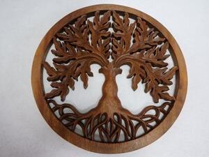 Závěsná dekorace Mandala Strom života V.. 40 cm, exotické dřevo