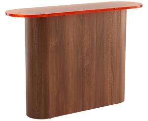 Jotex Oranžový toaletní stolek LIVI 120 x 35 cm s ořechovou podnoží