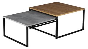Set konferenčních stolků LEORIC - ořech / beton / černý