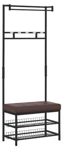 HOMCOM Stojan na kabáty s 5 háčky a botníkem se 2 patry, kovový stojan na kabáty do předsíně, ložnice, 72,5 x 35 x 180 cm | Aosom