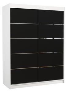 Šatní skříň s posuvnými dveřmi a led osvětlením LUFT 2 Ne 6 černá bílá