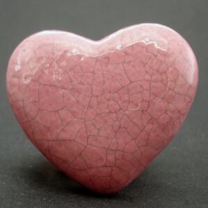 Keramický úchyt-Růžové srdíčko Barva kovu: antik tmavá