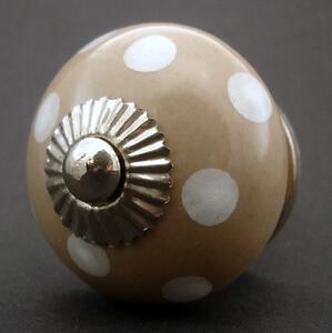 Keramická úchytka-Hnědobéžová s puntíky Barva kovu: antik tmavá