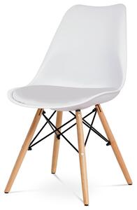 Autronic CT-741 WT - Jídelní židle bílý plast / bílá koženka / natural