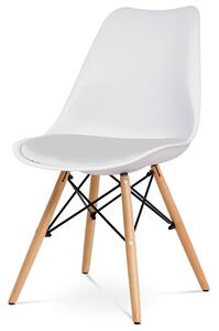 Autronic CT-741 WT - Jídelní židle bílý plast / bílá koženka / natural