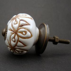 Keramická úchytka-Bílá a skořice Barva kovu: antik světlá