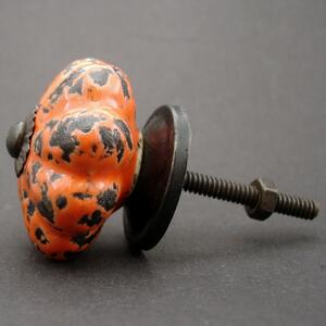 Keramická úchytka-Oranžový květ s patinou Barva kovu: antik tmavá