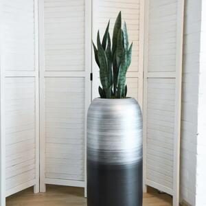 Váza CHRONO, sklolaminát, výška 75 cm, černo-stříbrná