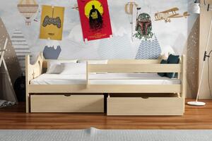 Dětská postel s úložným prostorem Stars, Bílá, 90x200 cm