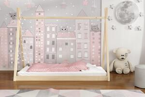 Dětská postel Ola - tipi, Borovice přírodní, 80x180 cm