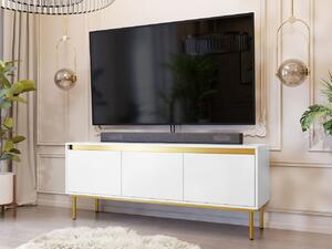 TV stolík/skrinka Gllane 3D, Barva dřeva: bílá / bílá + zlatá 5903211351327