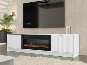 TV skříňka s krbem Razimo EF, Barva dřeva: Bílý velvet 5903211351648