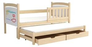 Dětská postel s přistýlkou Sandra, Borovice přírodní, 80x180 cm