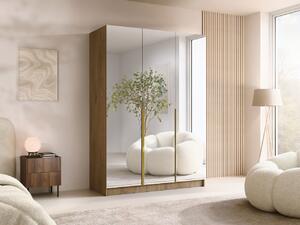 Šatní skříň se zrcadlem Mirpat III, Barva: dub cremona / dub cremona + zlatá 5903211410307