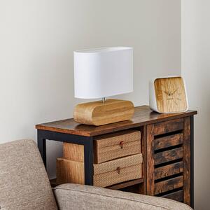 Stolní lampa Cassy, dubové dřevo, bílé stínidlo