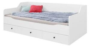 Jednolůžková postel se šuplíky 90x200 ROVARA - bílá / lesklá bílá