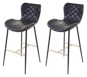 Barová židle E55 (SET 2 ks) ~ černa / zlatá podnož - Černá