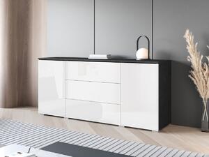 Komoda do pokoje Sawoti 150, Barva: matera / bílý lesk, Osvětlení: bez osvětlení 5903211380594