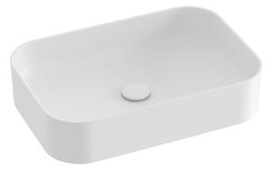 Umyvadlo na desku Ravak Ceramic Slim 55x37 cm bílá matná mat bez otvoru pro baterii, bez přepadu XJX0E155004