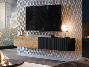 TV stolek Bamali 200, Barva: černá / černá + dub wotan 5903211399688