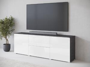 TV skříňka/stolek Sawoti 181, Barva: matera / bílý lesk, Osvětlení: osvětlení LED - bílé 5903211409370
