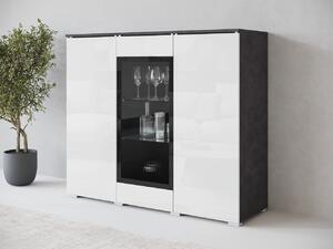 Vitrína Sawoti 120, Barva: matera / bílý lesk, Osvětlení: bez osvětlení 5903211408342