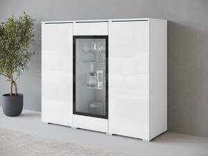 Vitrína Sawoti 120, Barva: bílá / bílý lesk, Osvětlení: bez osvětlení 5903211408335