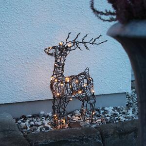 LED venkovní dekorace Deer, baterie, ratan, hnědá