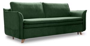 Zelená sametová rozkládací pohovka 225 cm Charming Charlie – Miuform