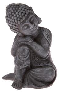 Betonová soška Buddha, tm. šedá, 16 x 11 x 12 cm