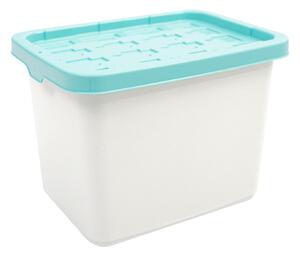 Doloni Úložný box s víkem 37x27x27 Bílý/Tyrkysový