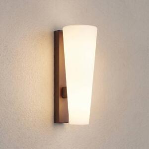 Lucande Venkovní nástěnné svítidlo Jovra, corten, výška 32 cm, Bílá / opál, Sklo, Moderní