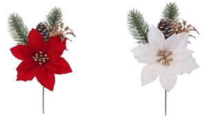 Vánoční hvězda / Poinsettia s větvičkou 20 cm červená + bílá Barva: Bílá