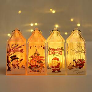 Vánoční LED dekorační lucerna, 9,5 cm, různé motivy na výběr Motiv: Santa Claus s dárky
