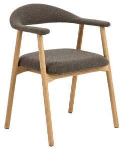 MAZZONI EXPORT ADELE Hnědá Taupe (látka Monza 40)/rám Přírodní dub - DŘEVĚNÁ ŽIDLE BOUCLÉ DO OBÝVACÍHO POKOJE/JÍDELNY/KUCHYNĚ RETRO