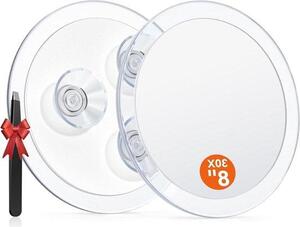 Zvětšovací zrcátko 30x - Kosmetické zrcátko - Pro detailní líčení - 3 silné přísavky - Průměr 20 cm - Černé