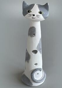 Kočka Ágnes - velká na svíčku - bílo-šedá