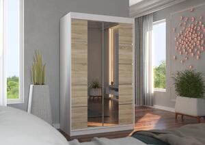 Šatní skříň s posuvnými dveřmi Nordic - 120 cm Barva: Bílá/Sonoma