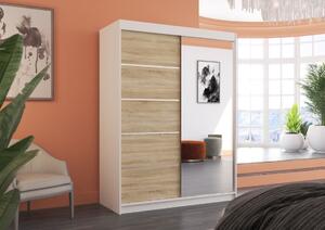 Šatní skříň s posuvnými dveřmi Limbo - 150 cm Barva: Bílá/dub Sonoma