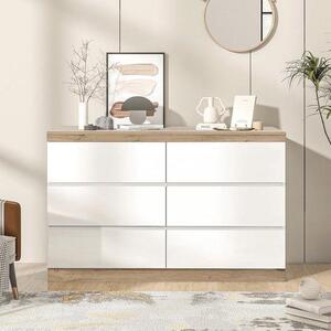 Láda/Skříňka – Úložný nábytek – Úložné řešení do ložnice – Velký úložný prostor – 110 x 67,5 cm – Bílá barva s imitací dubu