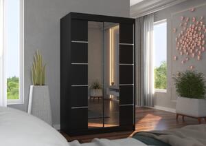 Šatní skříň s posuvnými dveřmi Nordic - 120 cm Barva: Bílá/Černá