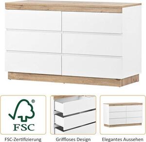 Láda/Skříňka – Úložný nábytek – Úložné řešení do ložnice – Velký úložný prostor – 110 x 67,5 cm – Bílá barva s imitací dubu