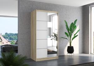 Šatní skříň s posuvnými dveřmi Limbo - 100 cm Barva: Sonoma/Bílá