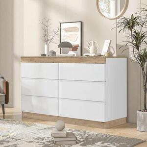 Láda/Skříňka – Úložný nábytek – Úložné řešení do ložnice – Velký úložný prostor – 110 x 67,5 cm – Bílá barva s imitací dubu
