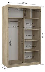 Šatní skříň s posuvnými dveřmi Nordic - 120 cm Barva: Bílá