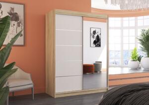 Šatní skříň s posuvnými dveřmi Limbo - 150 cm Barva: Bílá/dub Sonoma