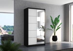 Šatní skříň s posuvnými dveřmi Limbo - 100 cm Barva: Černá/Bílá