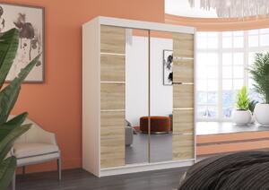 Šatní skříň s posuvnými dveřmi Nordic - 150 cm Barva: dub Sonoma/Bílá