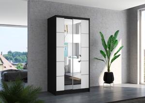 Šatní skříň s posuvnými dveřmi Nordic - 100 cm Barva: Černá/Bílá