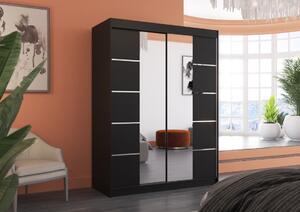 Šatní skříň s posuvnými dveřmi Nordic - 150 cm Barva: Černá